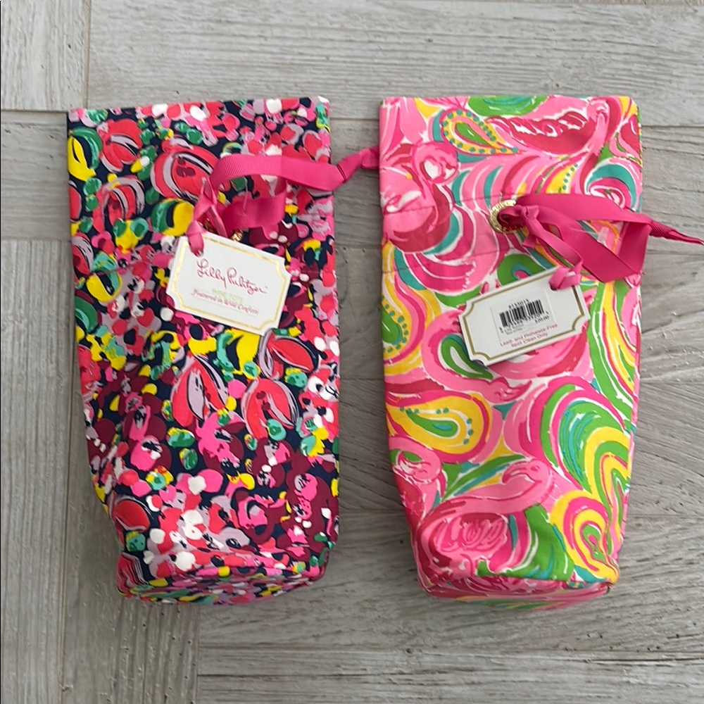 Lilly Pulitzer Pink and Green Wine Bags
